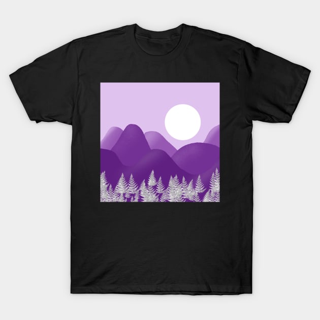 Purple Mountains With Trees T-Shirt by TANSHAMAYA